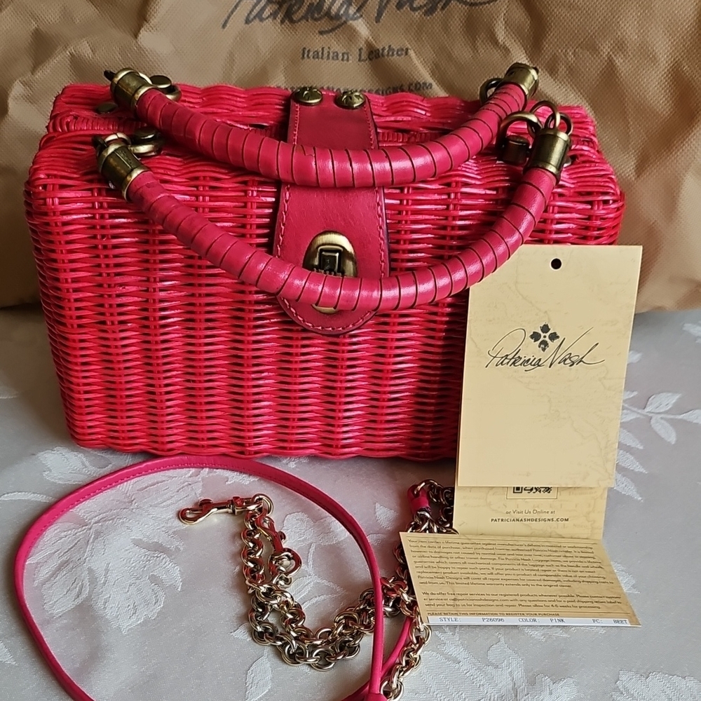 Patricia Nash Pink Wicker Small  Bag